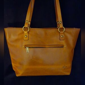 Patricia Nash Cognac Tan Leather Satchel-Shoulder Bag
